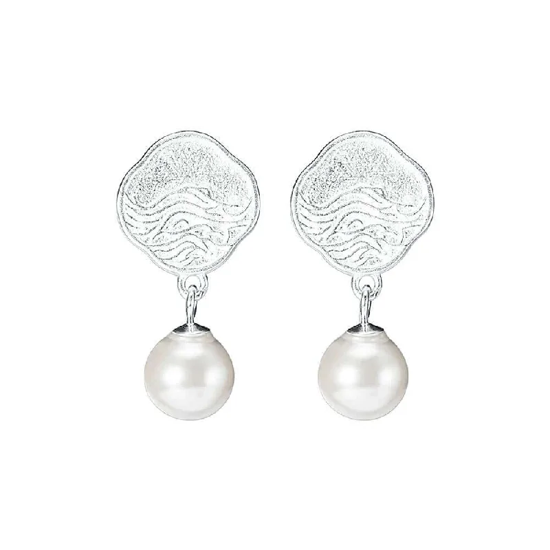 925 Silver Wave Shell Pearl Earrings