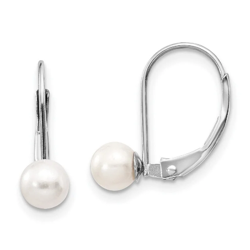 Curata 14k White Gold 18x5mm Freshwater Cultured Pearl Stationary Leverback Earrings