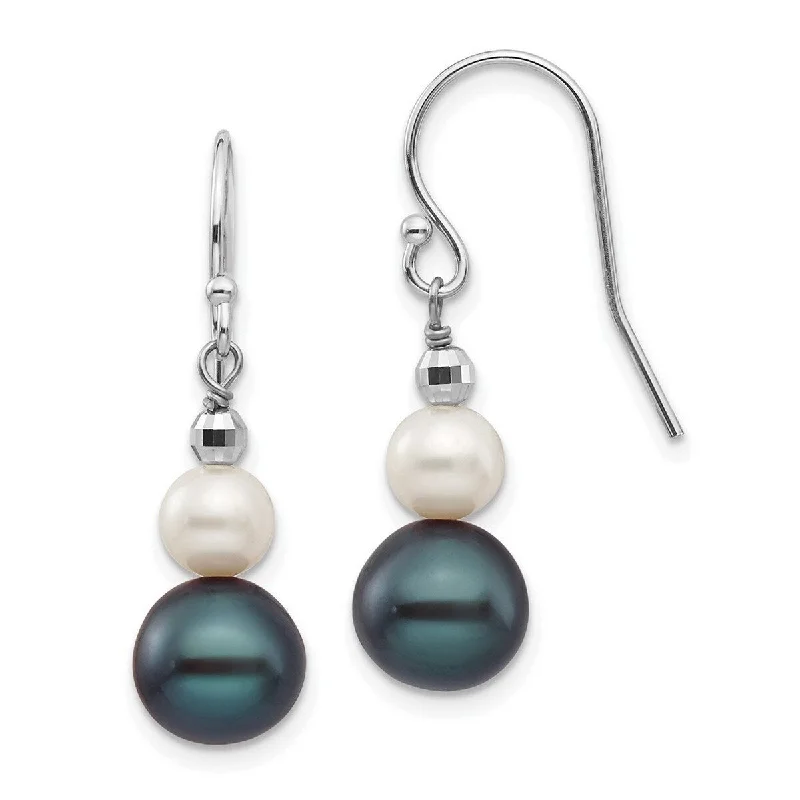 Curata 14k White Gold 29x9mm Freshwater Freshwater Cultured Pearl With Mirror Bead Earrings