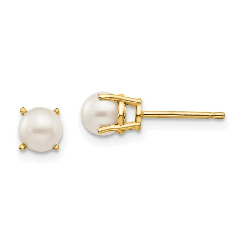 Curata 14k Yellow Gold 6x4 Oval June Freshwater Cultured Pearl Post Earrings