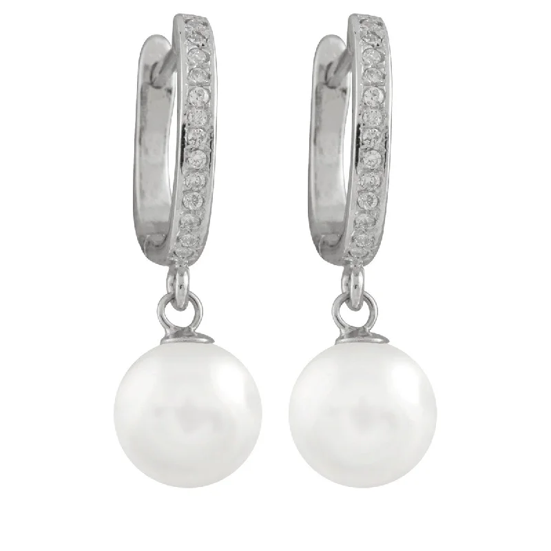 Dangle Hinged Post Pearl Earrings