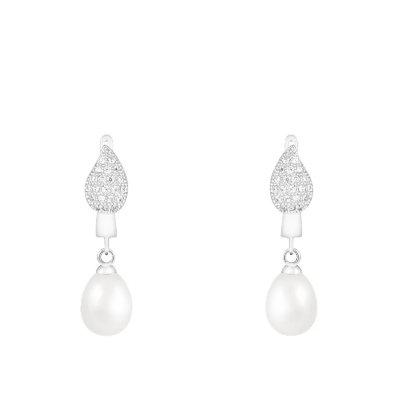 Dangle Latch Back Pearl Earrings