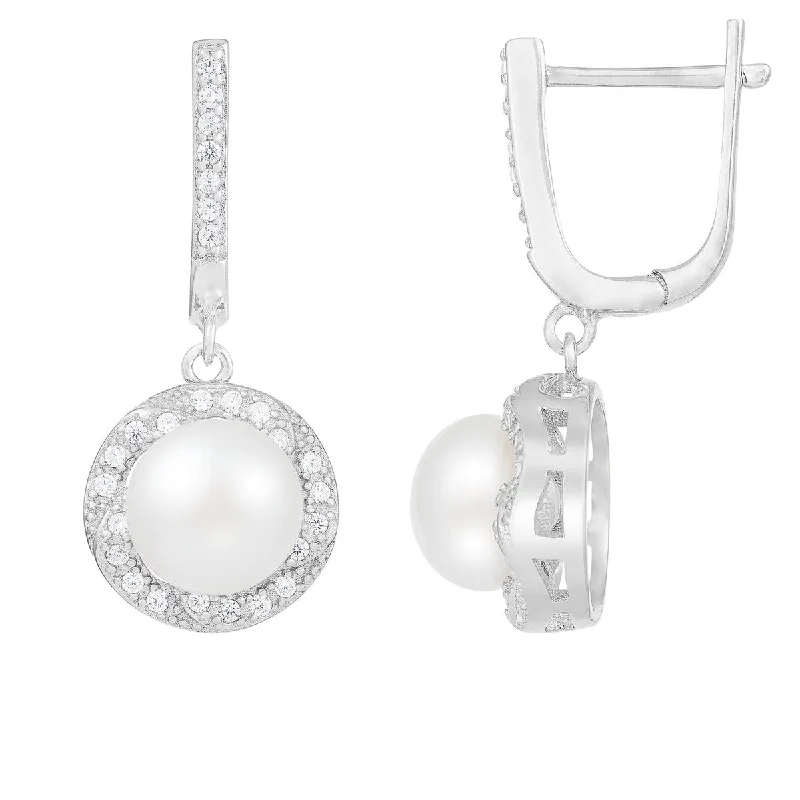 Dangle latch back Pearl Earrings