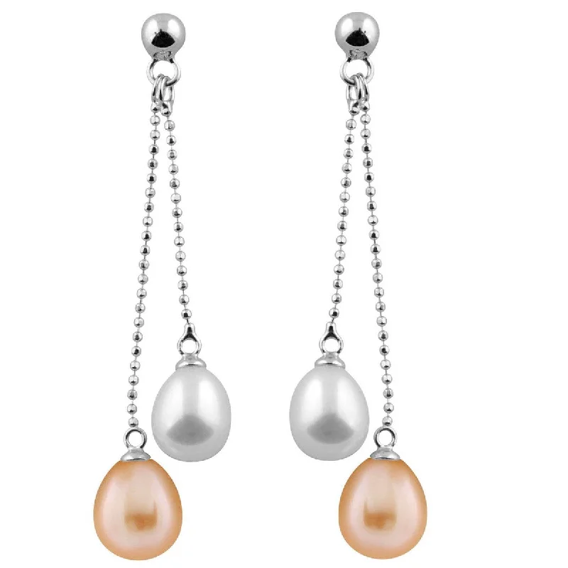 Dangle Push Back Pearl Earrings