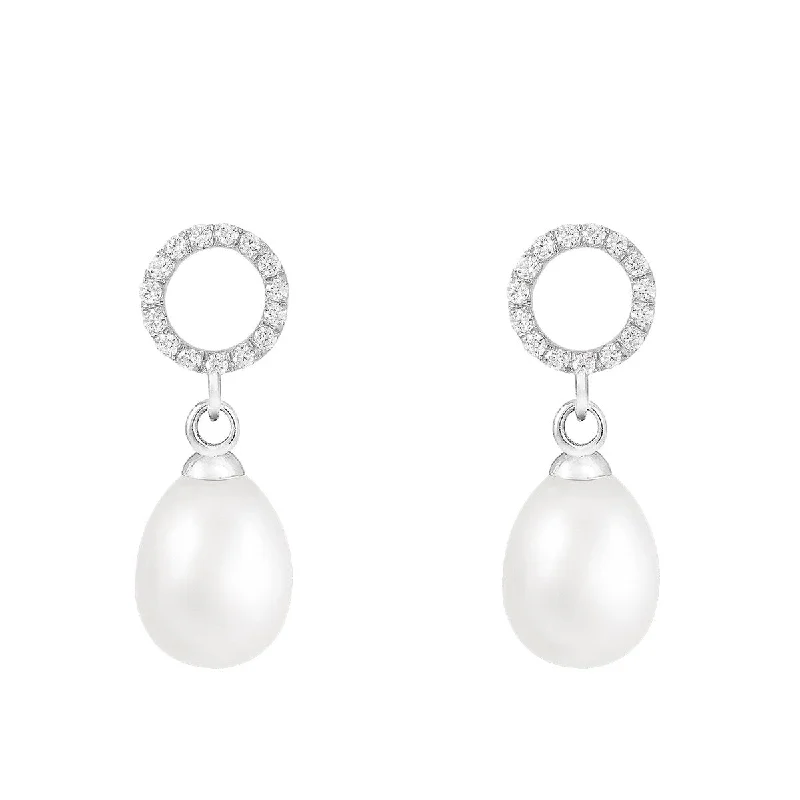 Dangle Push Back Pearl Earrings