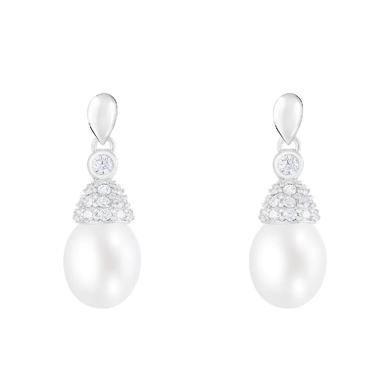 Dangle Push Back Pearl Earrings