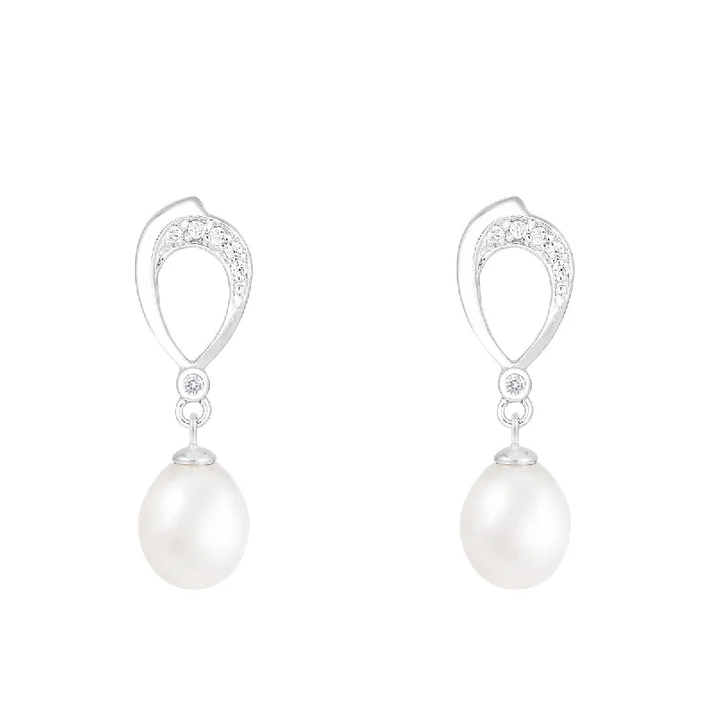 Dangle Push Back Pearl Earrings