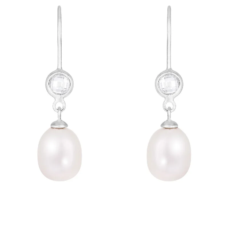 Dangle Push Back Pearl Earrings