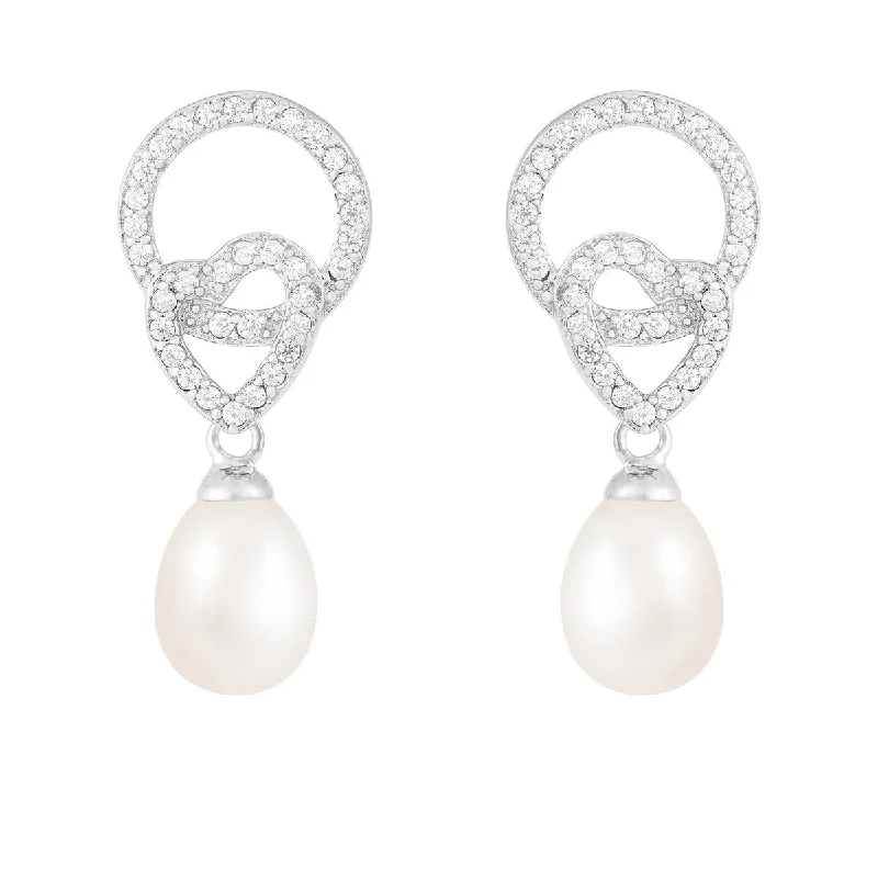 Dangle Push Back Pearl Earrings