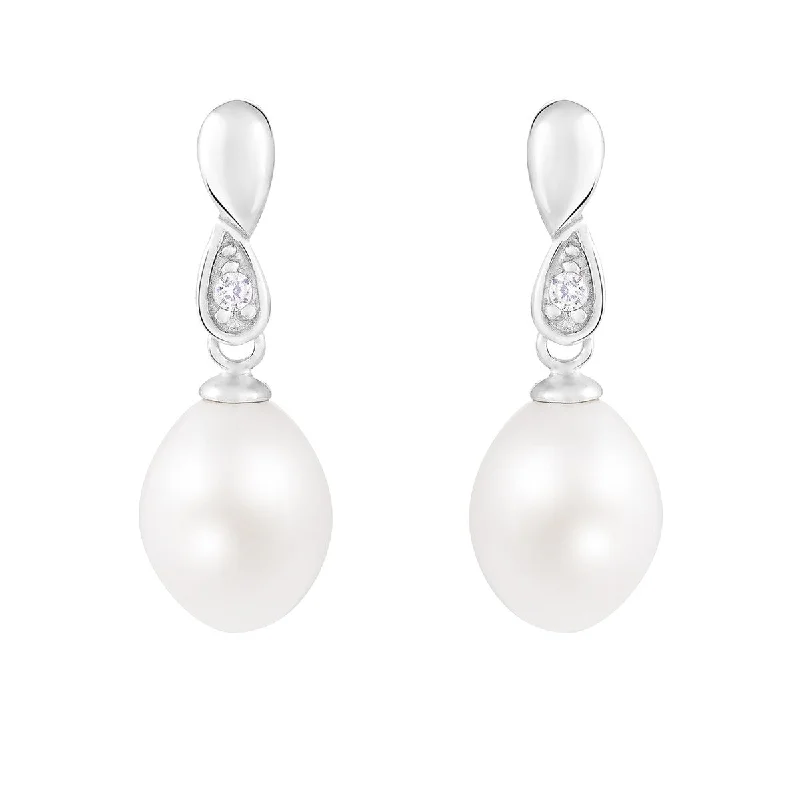 Dangle Push Back Pearl Earrings