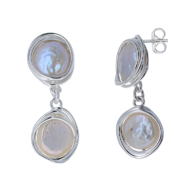 Double Coin Pearl Dangles