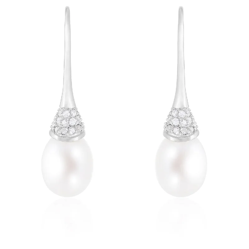 Drop Fish Hook Pearl Earrings