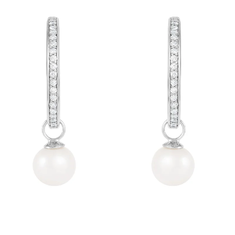 J-hoop Push Back Pearl Earrings