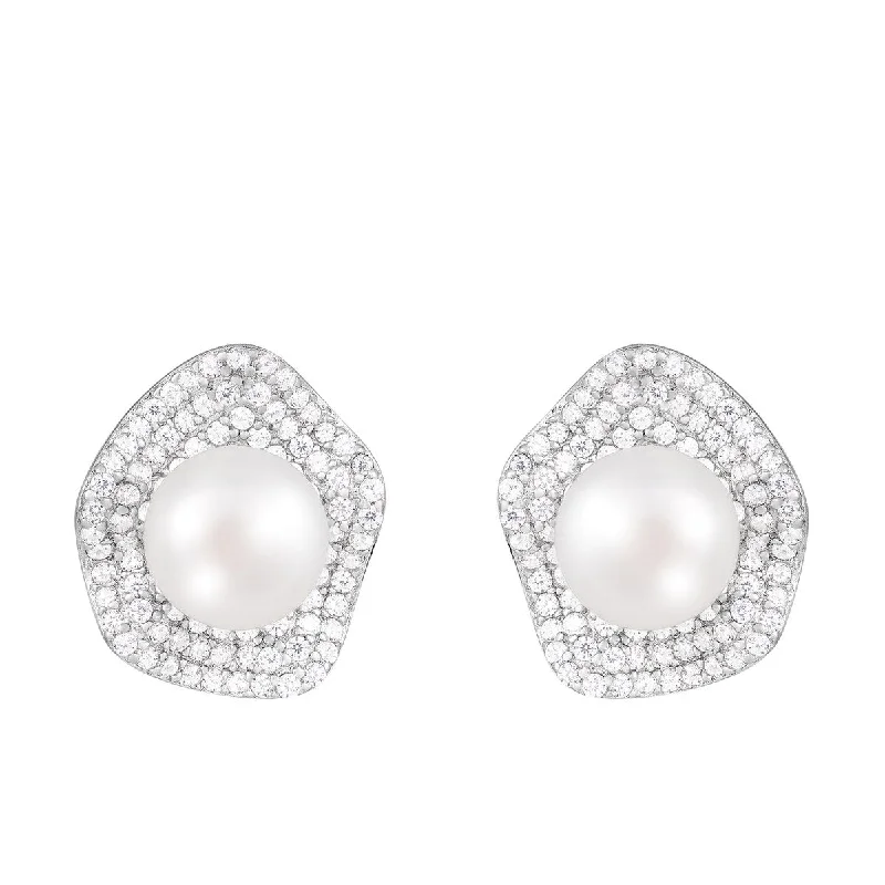 Studs Push Back Pearl Earrings