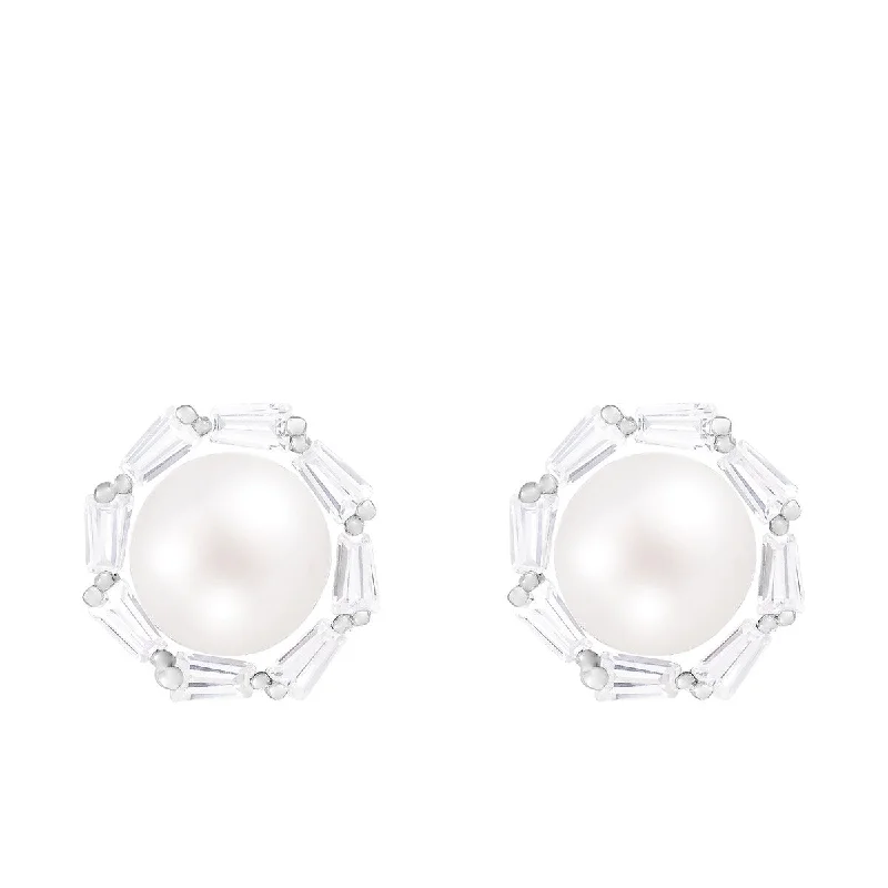 Studs Push Back Pearl Earrings