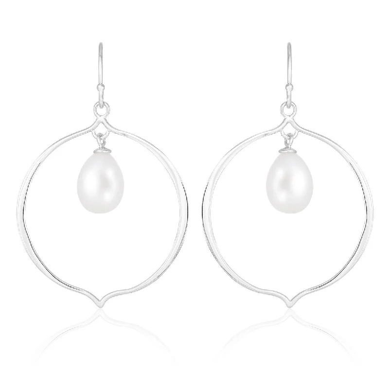 Teardrop Fish Hook Pearl Earrings