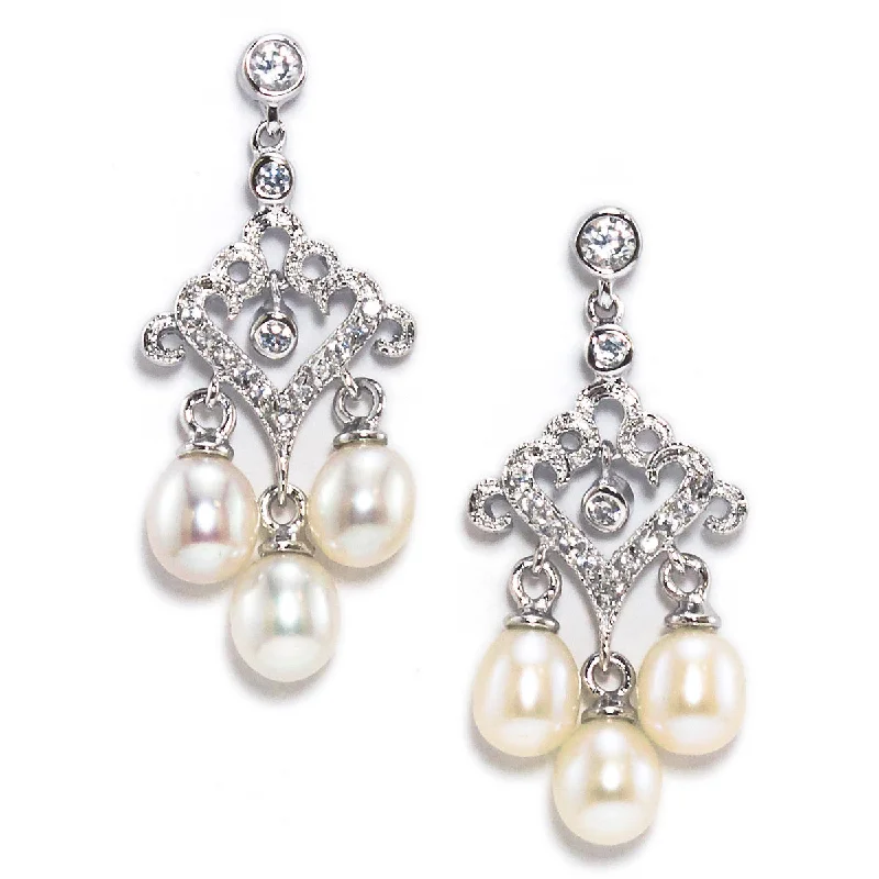 Tinsley Freshwater Pearl and Crystal Chandelier Bridal Earring